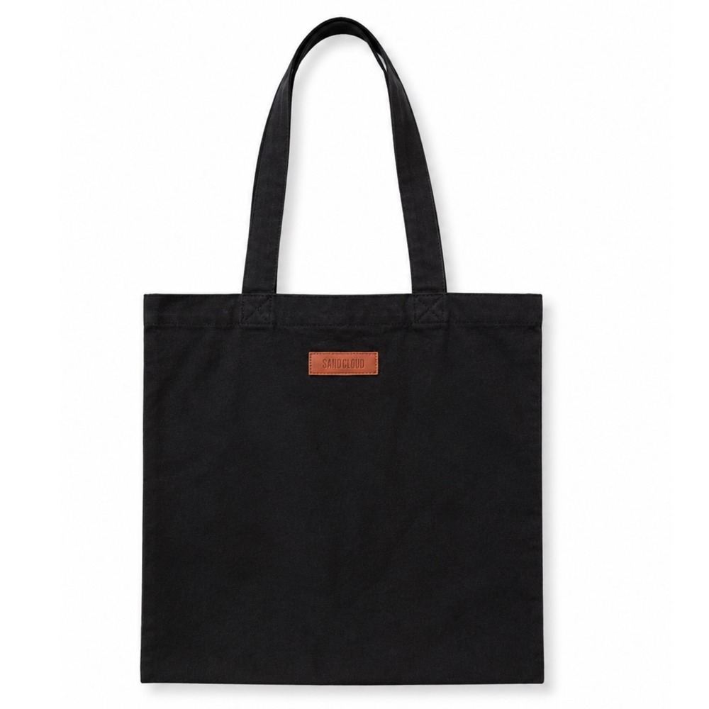 Sand Cloud Black Cotton Canvas Tote Bag Minimalist Coastal Market Reusable Eco